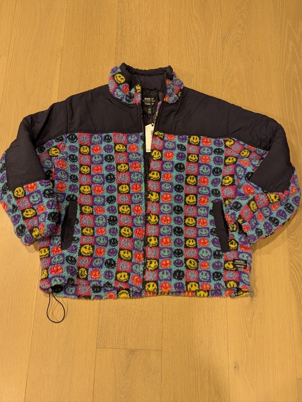 Wesc Multicolor Fleece Jacket with Smiley Grid